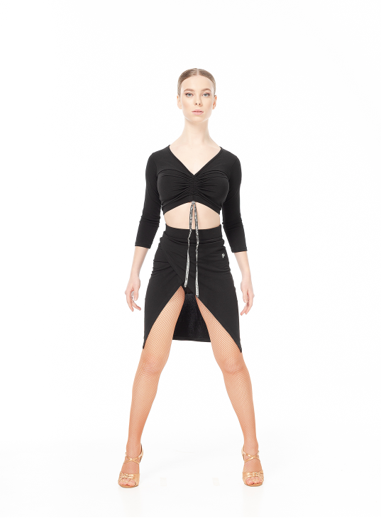Crop Top TP777 female, Black, crepe