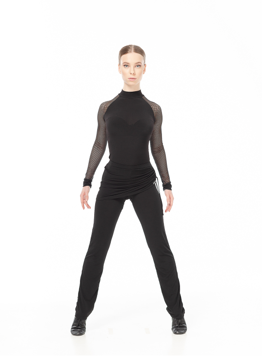 Turtleneck Top GL709-17DR female, Black, crepe, mesh