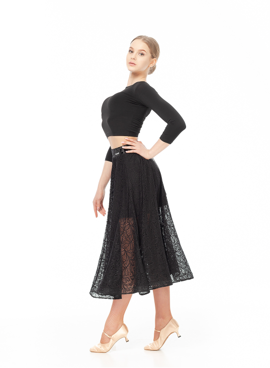 Спідниця US435-11# жіноча, чорний, масло, гіпюр+бархат