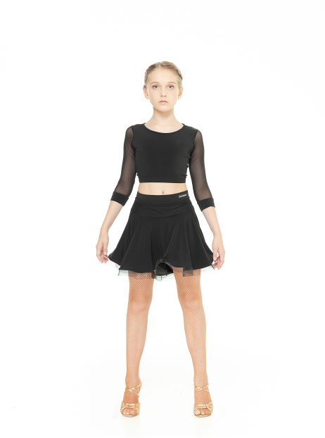 Skirt UL394# for a girl, Black, crepe, mesh