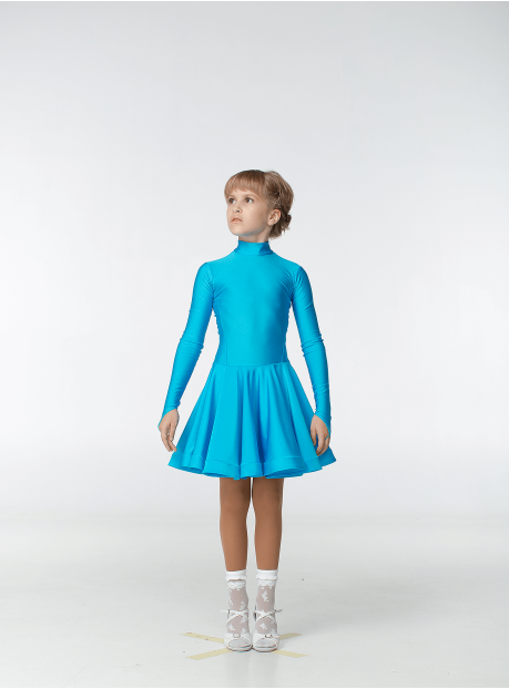 Juvenile dress BS67DR# for a girl, azure, lycra