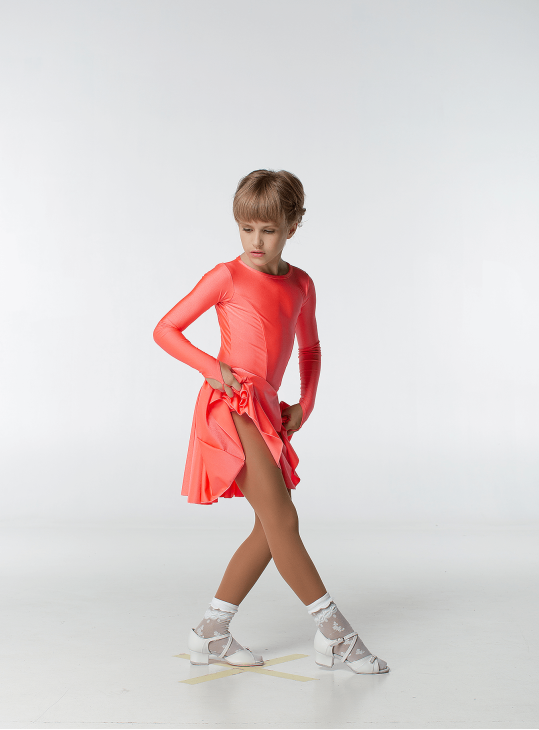 Juvenile dress BS420DR for a girl, Coral neon, lycra