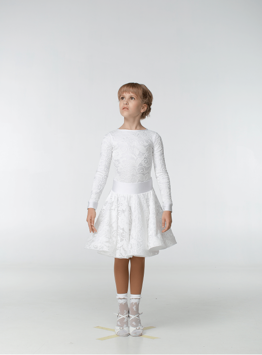 Juvenile dress BS269-274-11# for a girl, White, lycra, lace