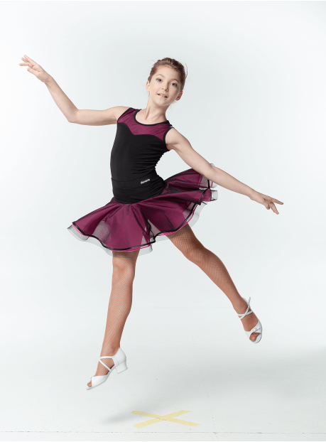 Skirt UL636-3# for a girl, black/pink, crepe, mesh