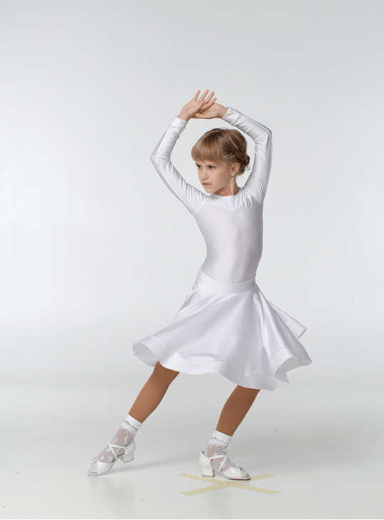 Juvenile dress BS319DR-402-11# for a girl, White, lycra, lace