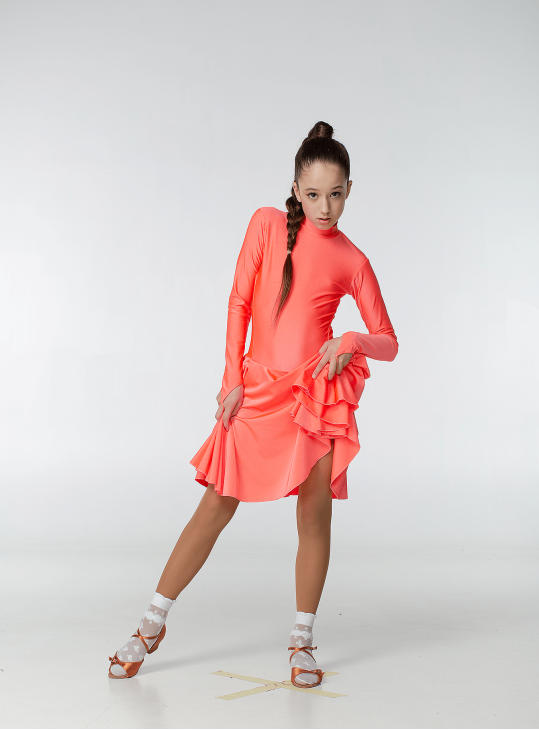 Juvenile dress BS67DR for a girl, Coral neon, lycra