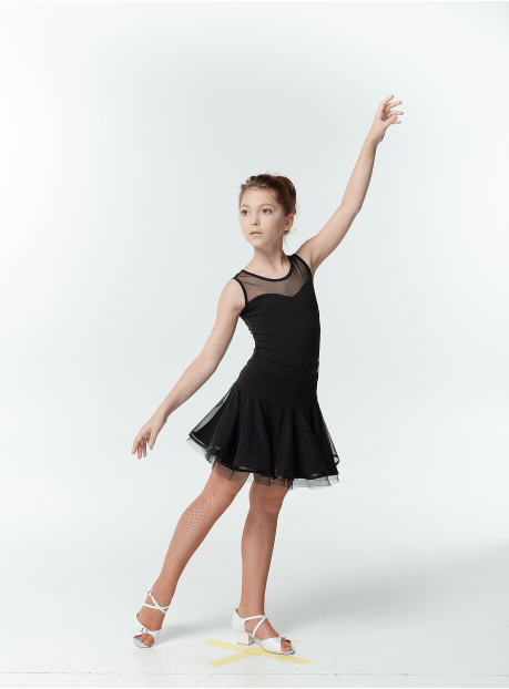 Блуза BL335 для девочки, черный, масло, сетка