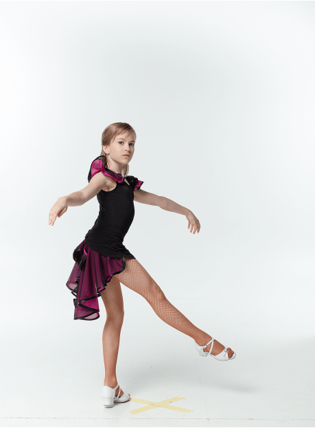 Блуза BL337-3 для девочки, черная/розовая, масло, сетка