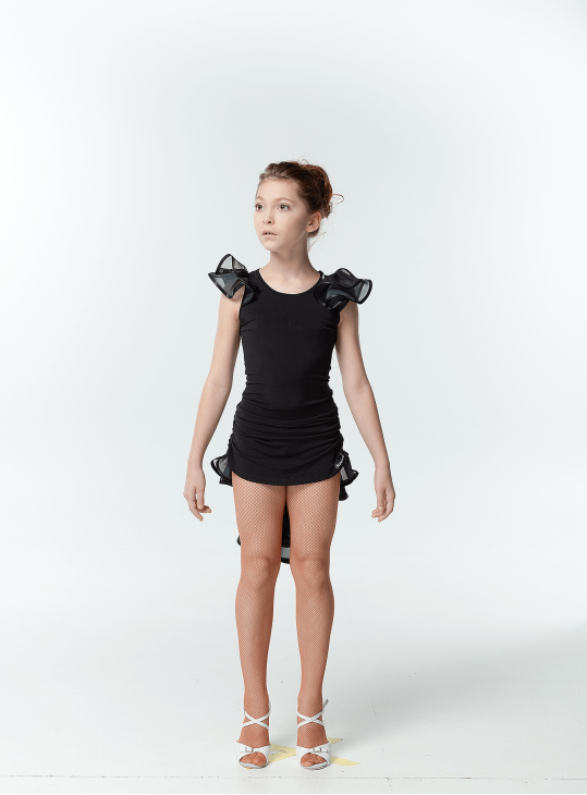 Блуза BL337-3 для дівчинки, чорна/сіра, масло, сітка