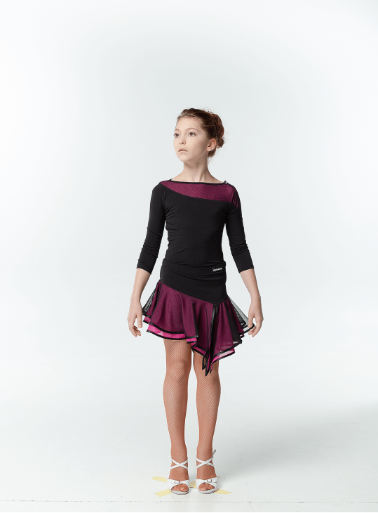 Блуза BL411DR-3 для дівчинки, чорн/рож, масло, сітка