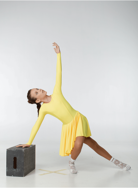 Juvenile dress BS420DR for a girl, yellow, lycra