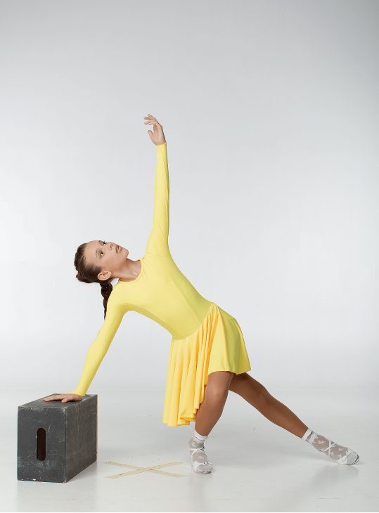 Juvenile dress BS420DR for a girl, Yellow, lycra