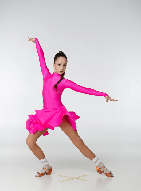 Juvenile dress BS67DR# for a girl, raspberry, lycra