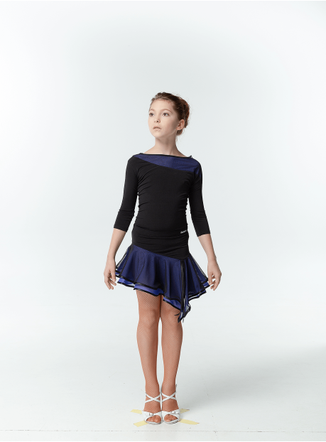 Блуза BL411DR-3 для девочки, черн/смор, масло, сетка