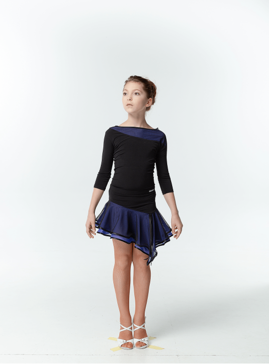 Блуза BL411DR-3 для дівчинки, чорн/смор, масло, сітка