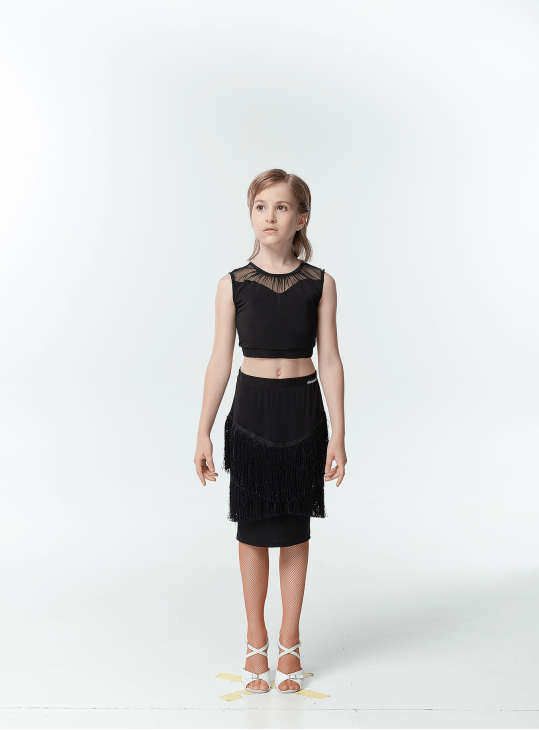 Топ TP494 для дівчинки, чорний, масло, сітка