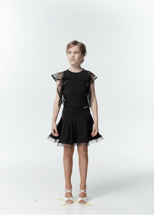 Блуза BL24-16 для дівчинки, чорний, масло, сітка
