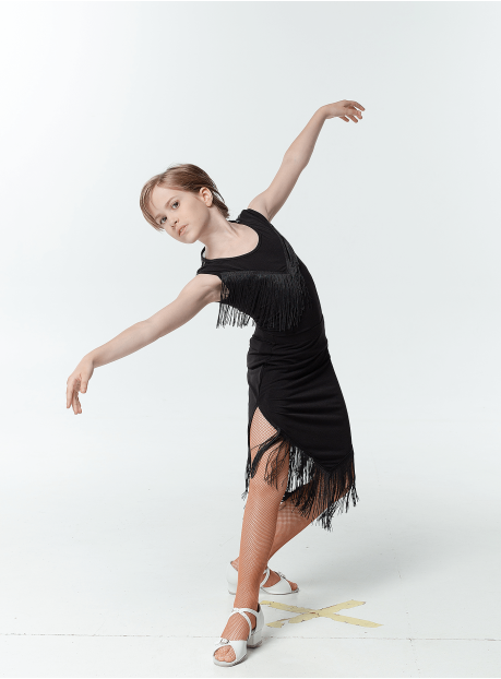 Блуза BL221 для дівчинки, чорний, масло, бахрома