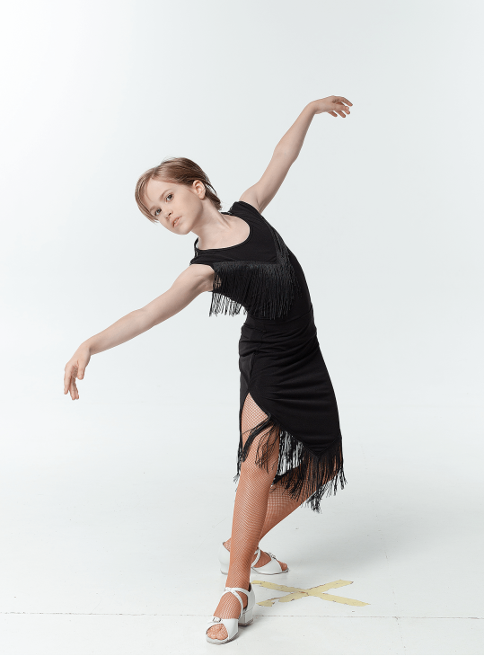 Блуза BL221 для дівчинки, чорний, масло, бахрома