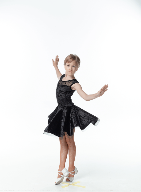 Dress PL334-13С-19# for a girl, Black, velvet, mesh