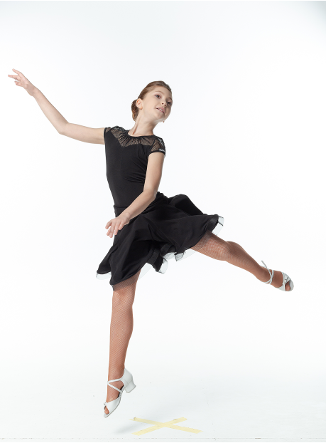 Платье PL422-17# для девочки, черный, масло, сетка