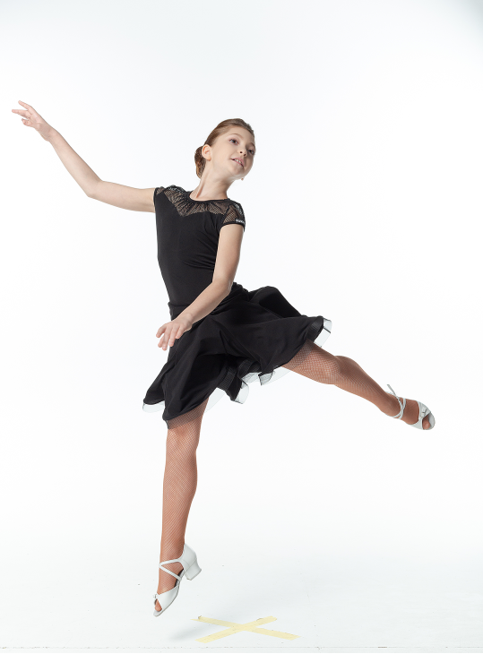 Dress PL422-17# for a girl, Black, crepe, mesh