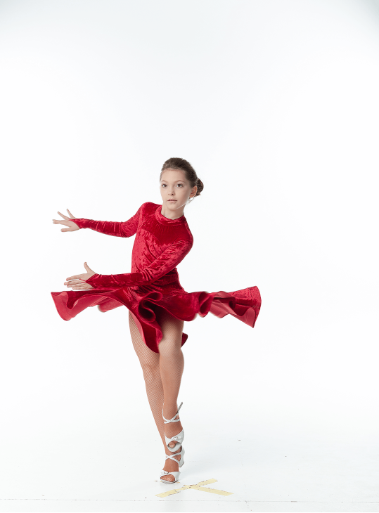 Juvenile dress BS513DR-13С# for a girl, Red, velvet