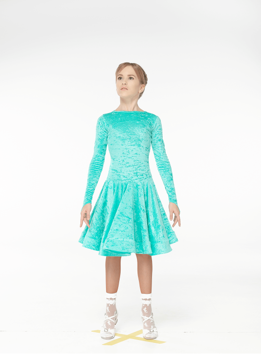 Juvenile dress BS515DR-13В# for a girl, Mint, crash velvet