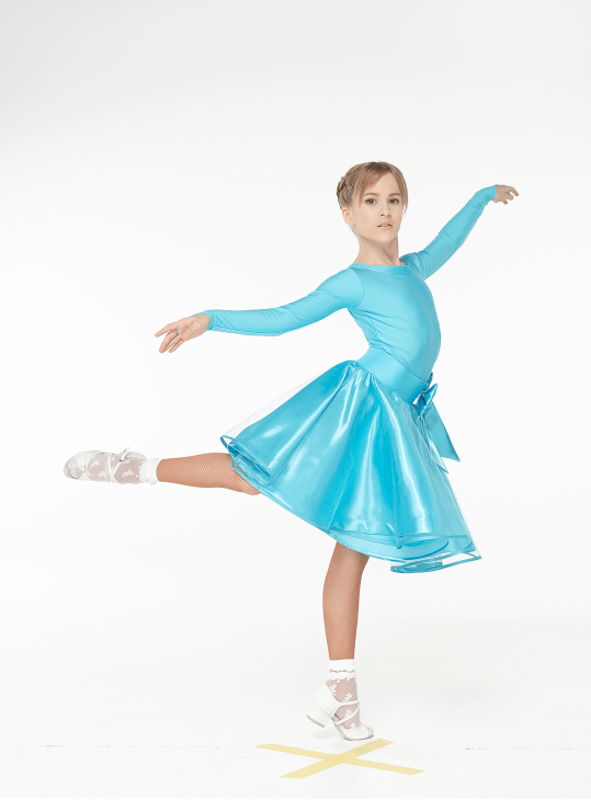 Бейсік  BS536DR-180# для дівчинки, блакитний, біфлекс, атлас+фатин