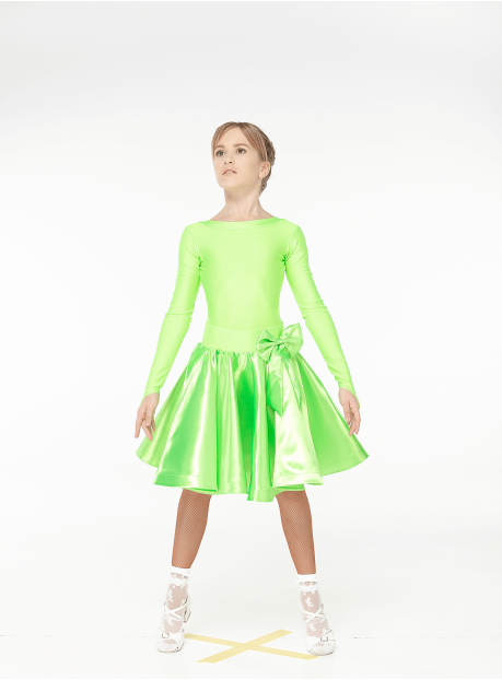 Juvenile dress BS536DR-371# for a girl, light green, lycra, satin