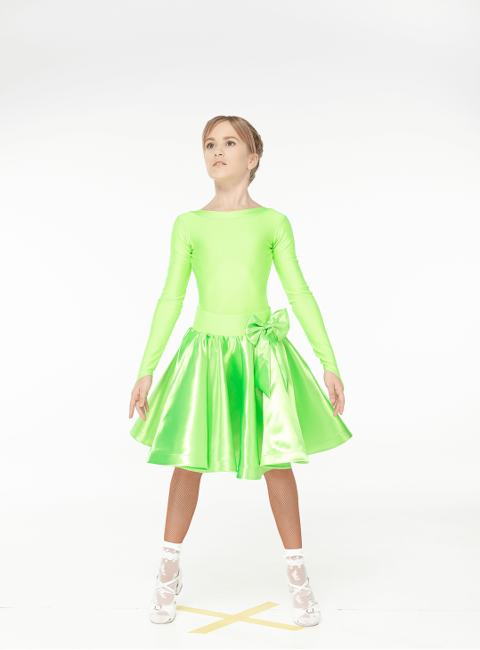 Juvenile dress BS536DR-371# for a girl, Light green, lycra, satin