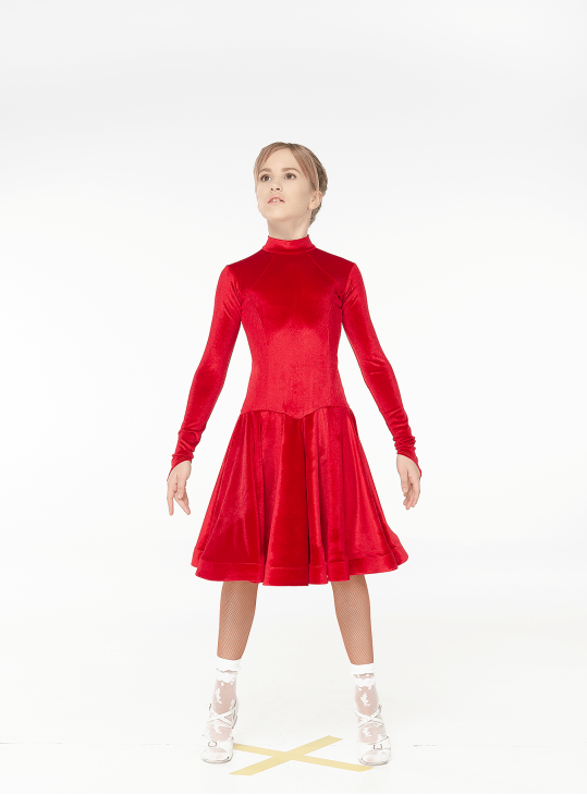 Juvenile dress BS539DR-13# for a girl, Red, velvet