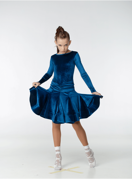 Juvenile dress BS510DR-13# for a girl, sea wave, velvet