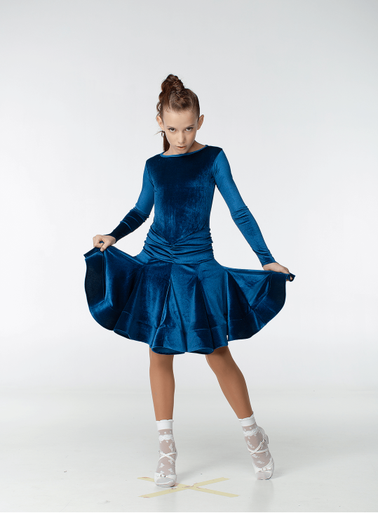 Juvenile dress BS510DR-13# for a girl, Sea wave, velvet