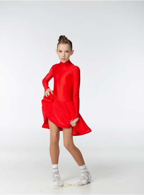 Juvenile dress BS67DR# for a girl, red, lycra