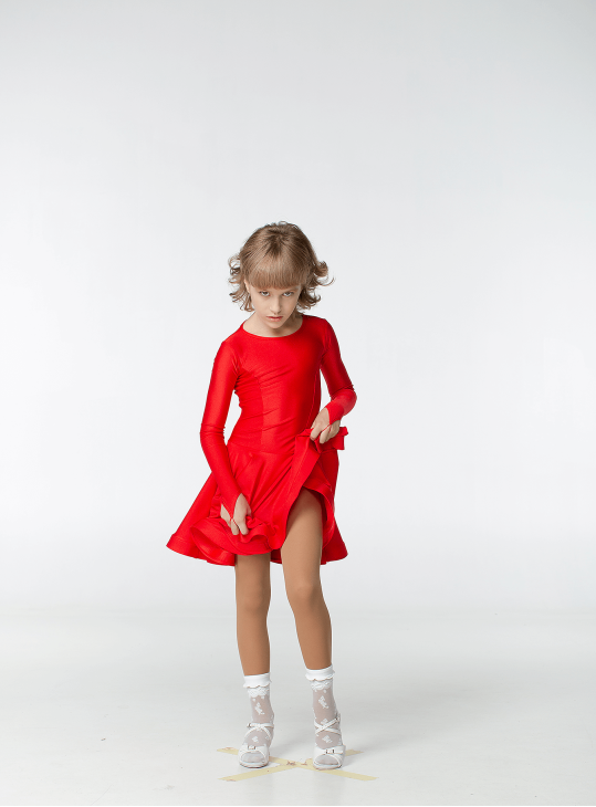 Juvenile dress BS420DR# for a girl, Red, lycra