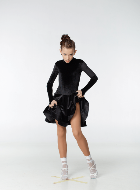 Juvenile dress BS67DR-13# for a girl, black, velvet