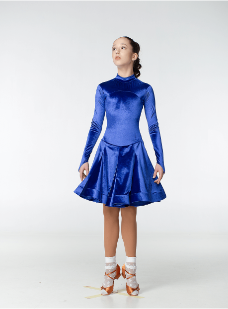 Juvenile dress BS513DR-13А# for a girl, electric blue, velvet