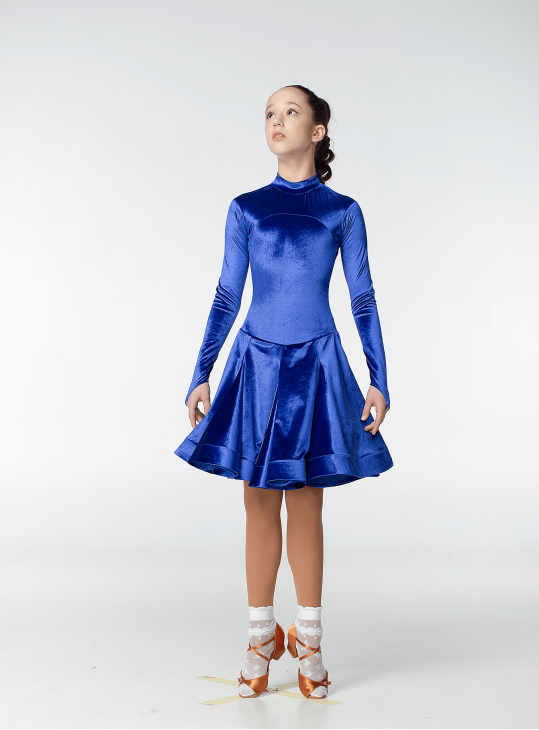 Juvenile dress BS513DR-13А# for a girl, Electric Blue, velvet