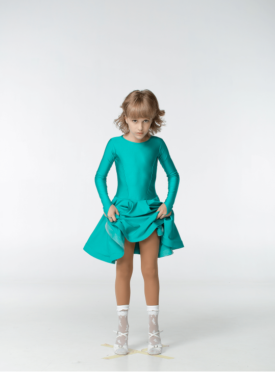 Juvenile dress BS420DR# for a girl, Green №25, lycra