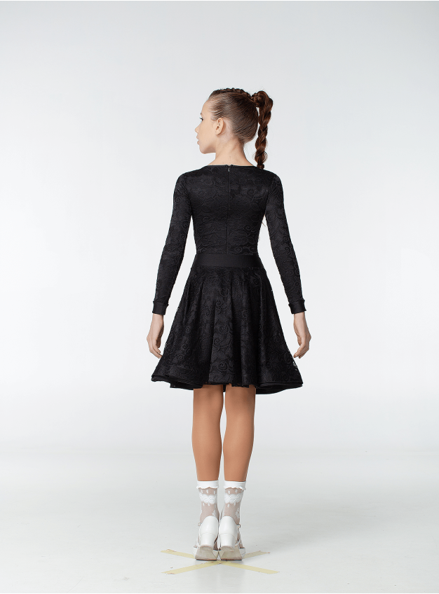 Juvenile dress BS269-402-11# for girl, black, biflex, guipure - 3085