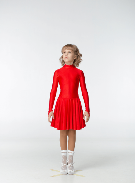 Juvenile dress BS67DR for a girl, red, lycra