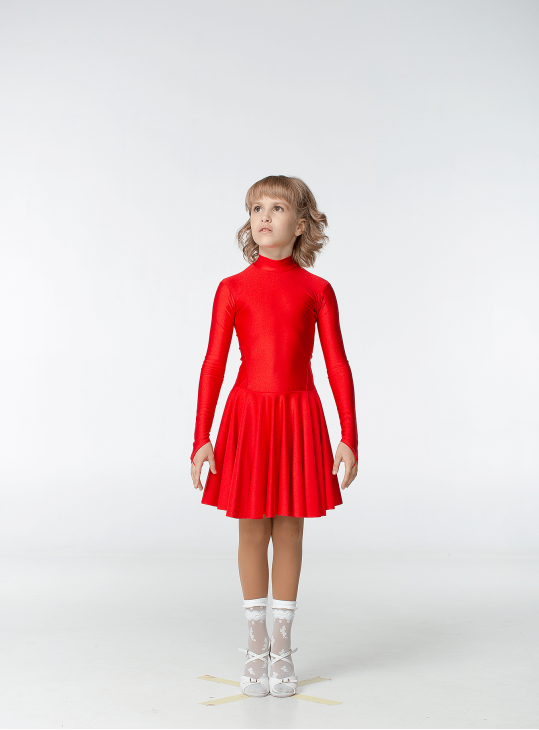 Juvenile dress BS67DR for a girl, Red, lycra