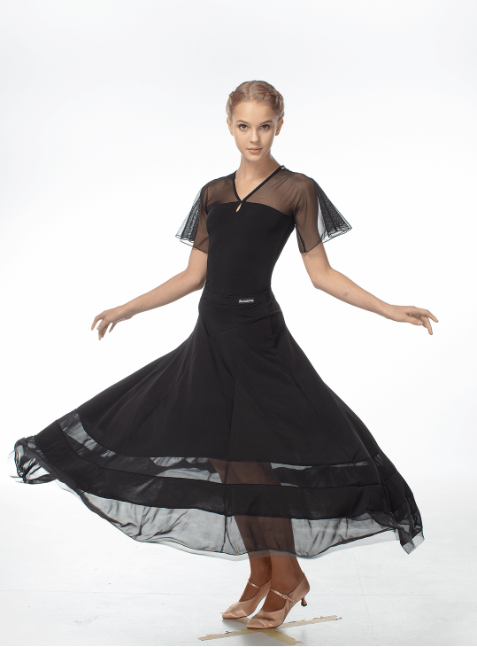 Dance Me Women's blouse BL601, crepe/mesh, black