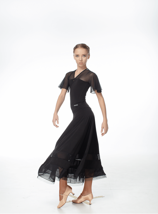 Блуза BL601 для дівчинки, чорний, масло, сітка