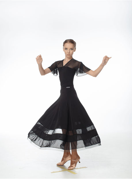 Skirt US100# for a girl, black, crepe, mesh