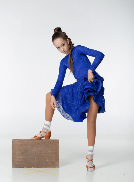 Бейсик BS269-402-11# для девочки, электрик, бифлекс, гипюр