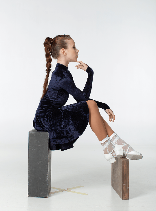 Juvenile dress BS513DR-13# for a girl, Inky, velvet