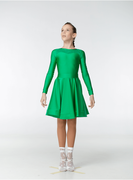 Juvenile dress BS319DR-402-11# for a girl, green №28, lycra, lace