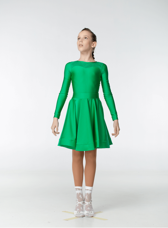 Juvenile dress BS319DR-402-11# for a girl, Green №28, lycra, lace